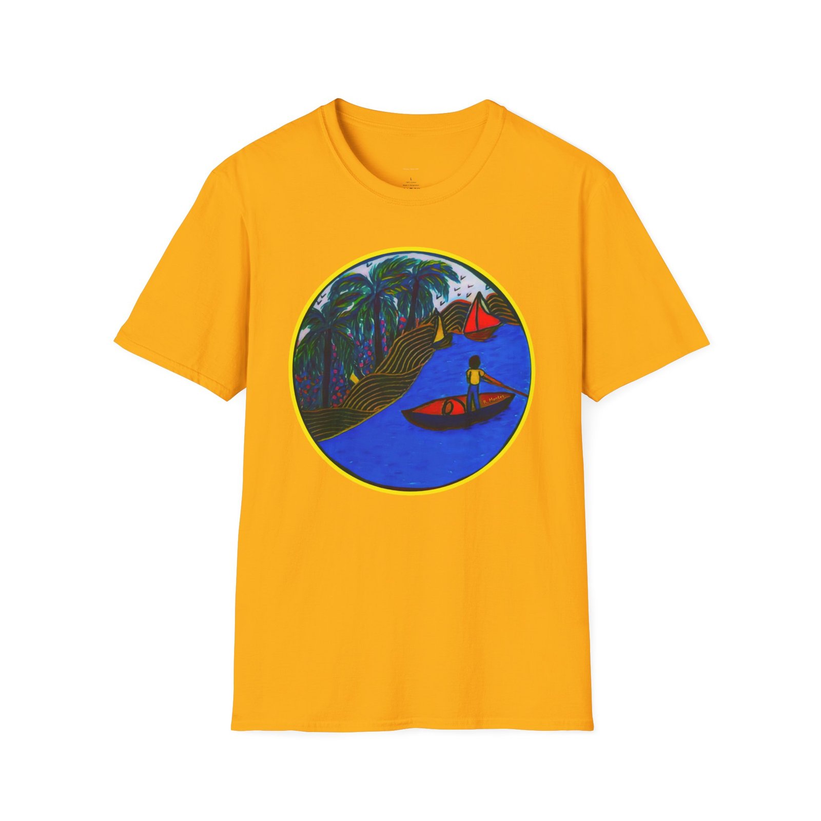Caribbean Fishing Unisex T-Shirt - Peaceful Island Scene - Image 31