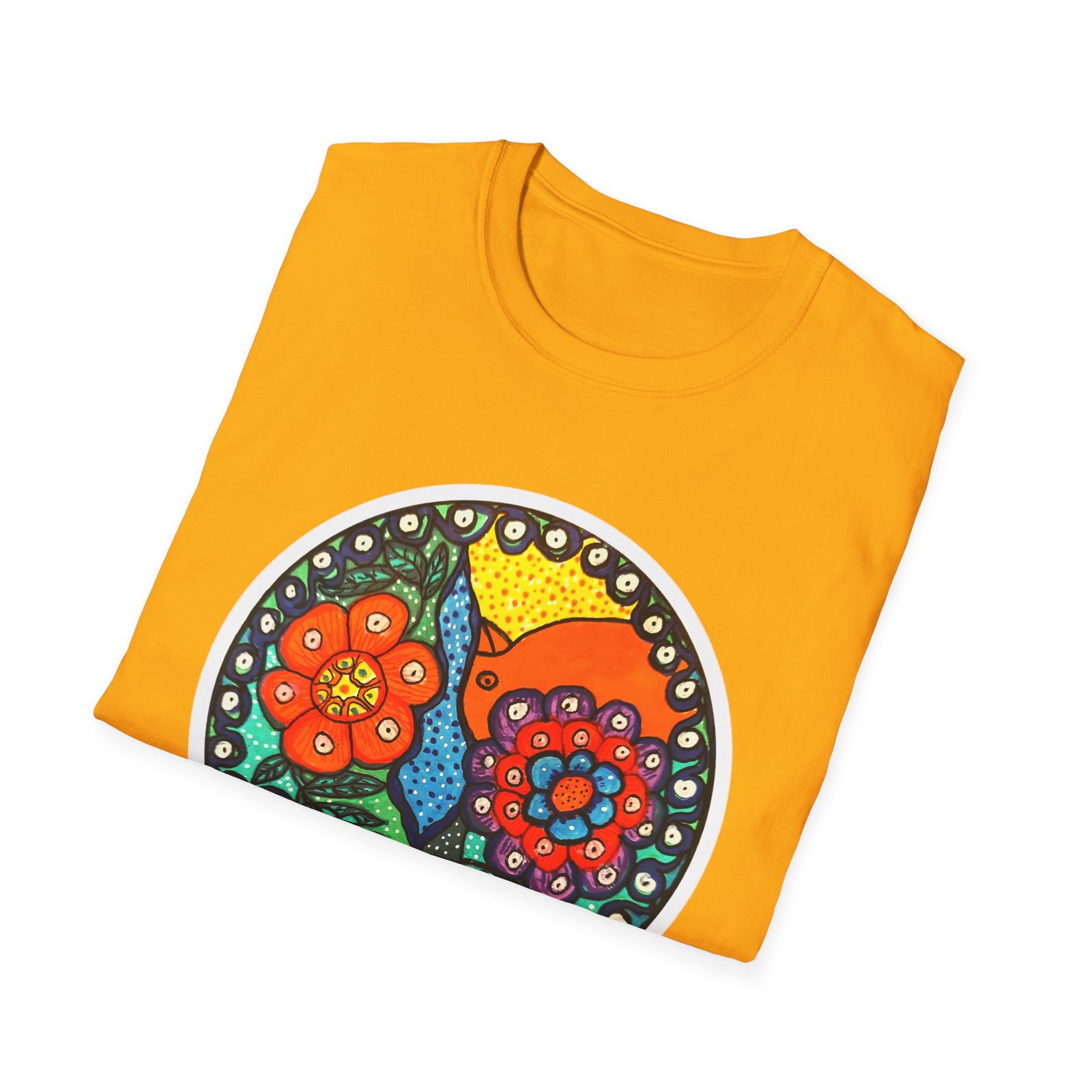 Colorful Floral Graphic T-Shirt, Caribbean Folk Art Style Tee - Image 8