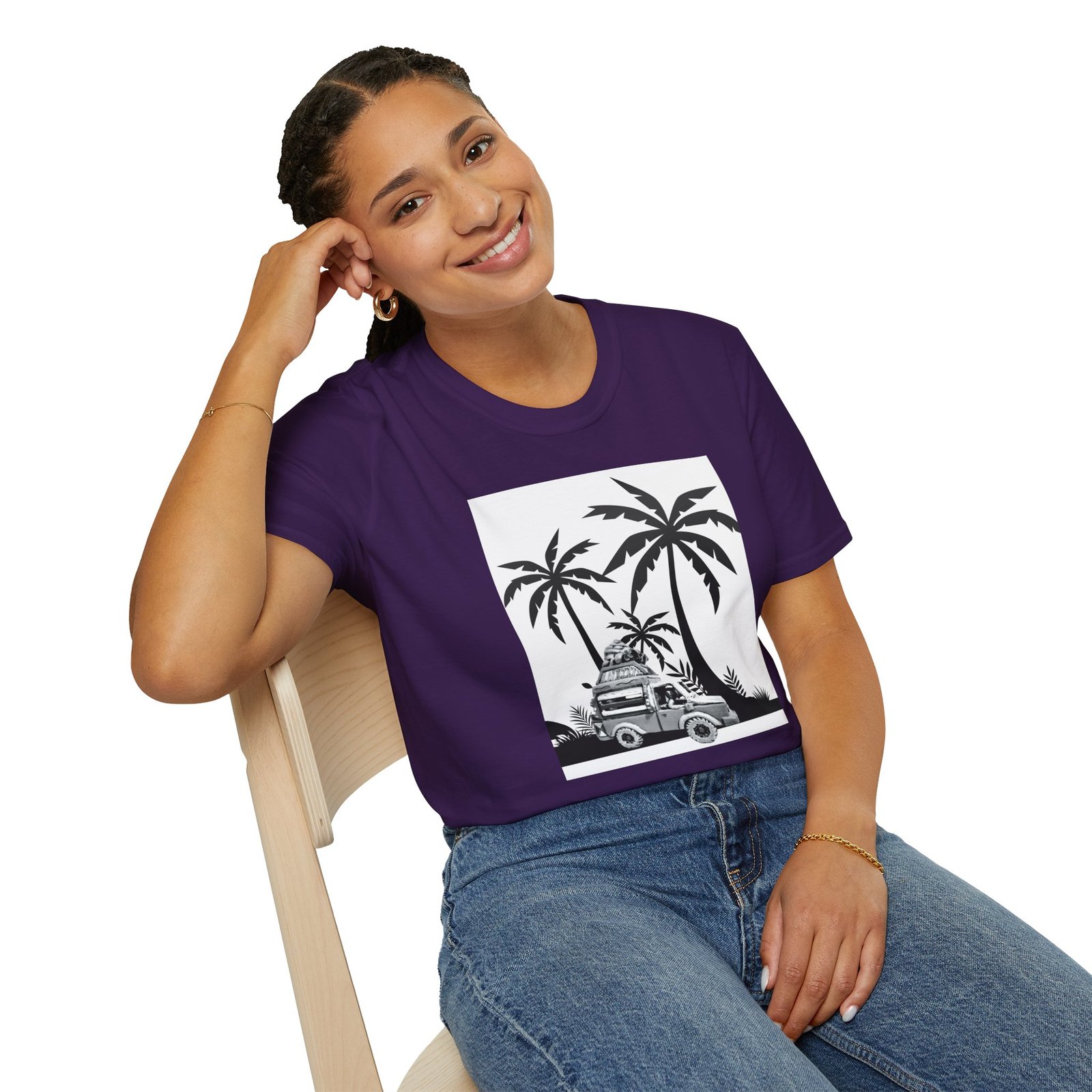 Caribbean Bus Island Palm Trees Unisex T-Shirt, Caribbean Art Tee - Image 13