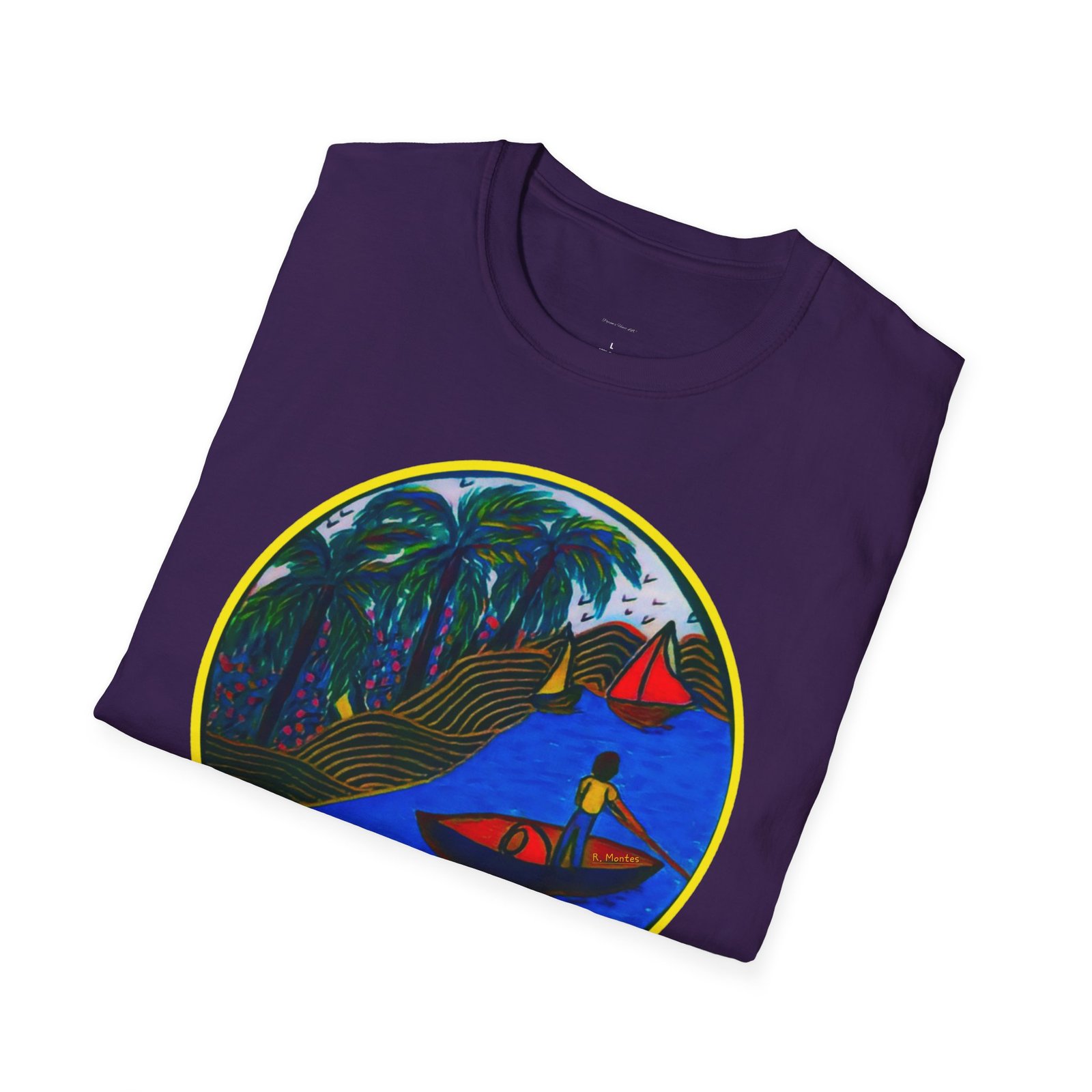 Caribbean Fishing Unisex T-Shirt - Peaceful Island Scene - Image 24