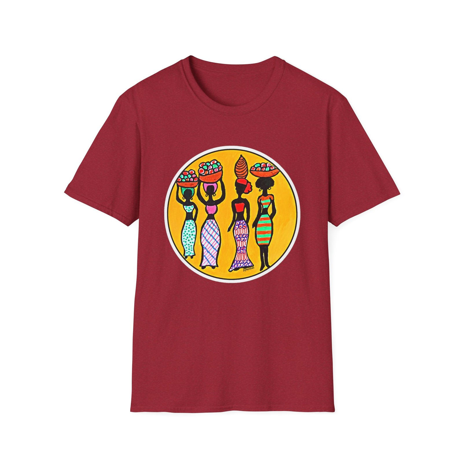 Vibrant Caribbean Folk Art Graphic T-Shirt, Les Demoiselles - Image 14