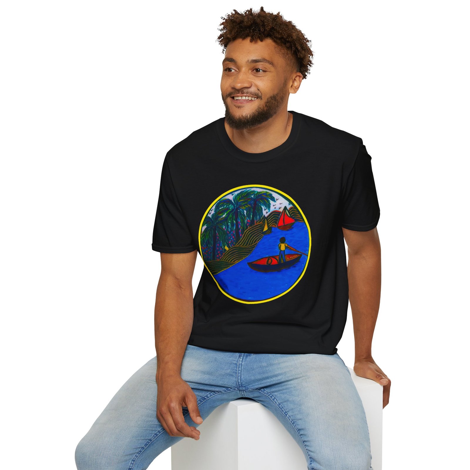 Caribbean Fishing Unisex T-Shirt - Peaceful Island Scene