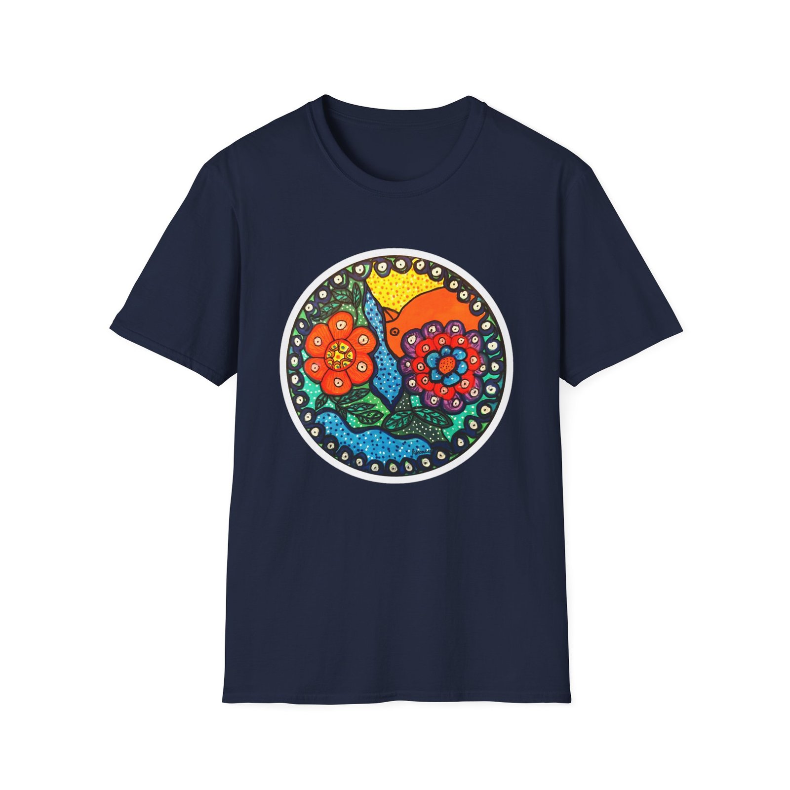 Colorful Floral Graphic T-Shirt, Caribbean Folk Art Style Tee - Image 11