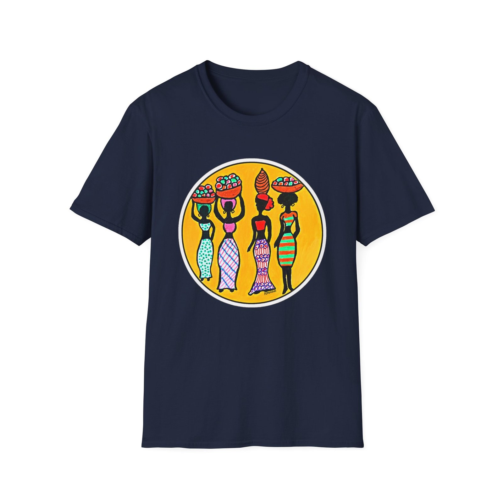 Vibrant Caribbean Folk Art Graphic T-Shirt, Les Demoiselles - Image 9
