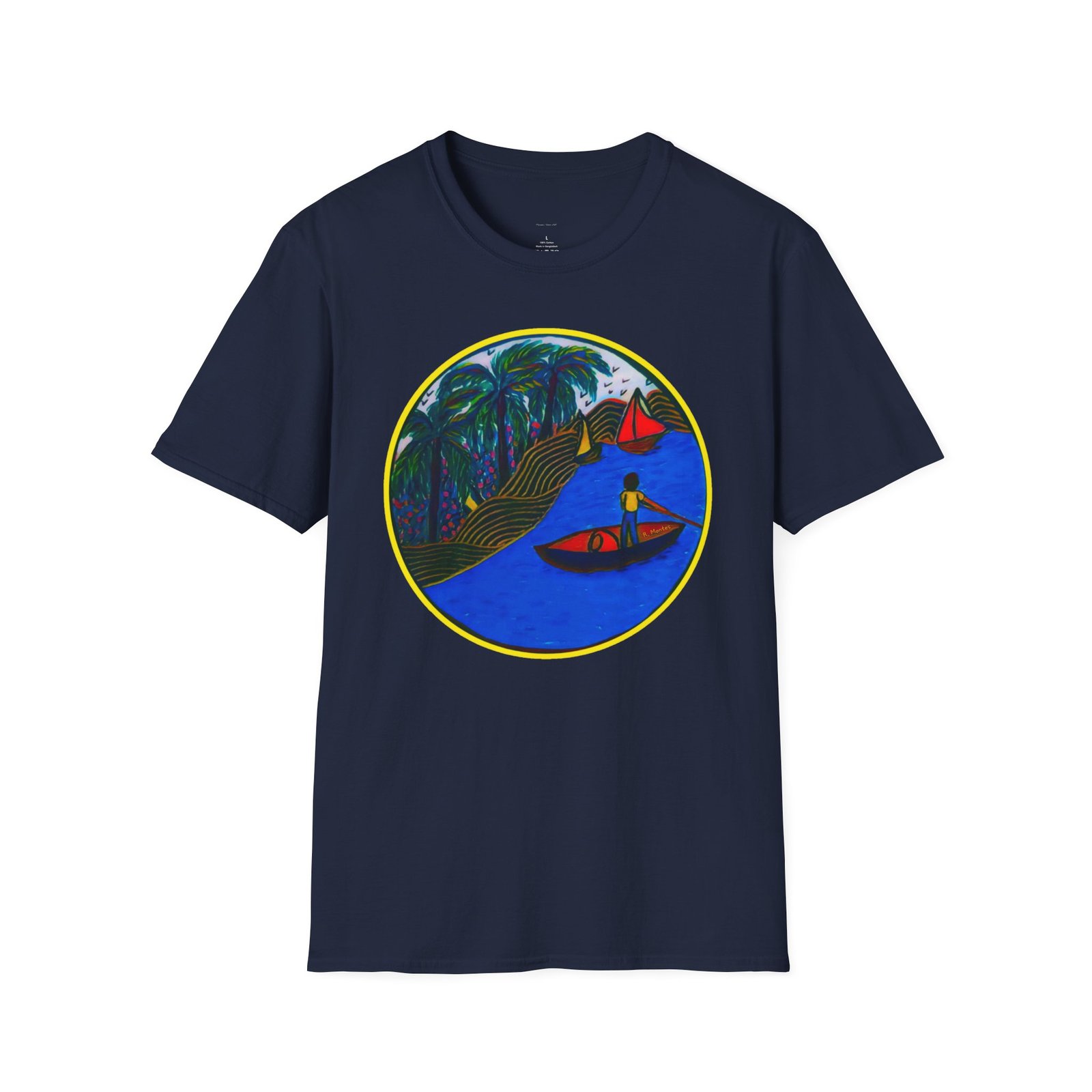 Caribbean Fishing Unisex T-Shirt - Peaceful Island Scene - Image 11