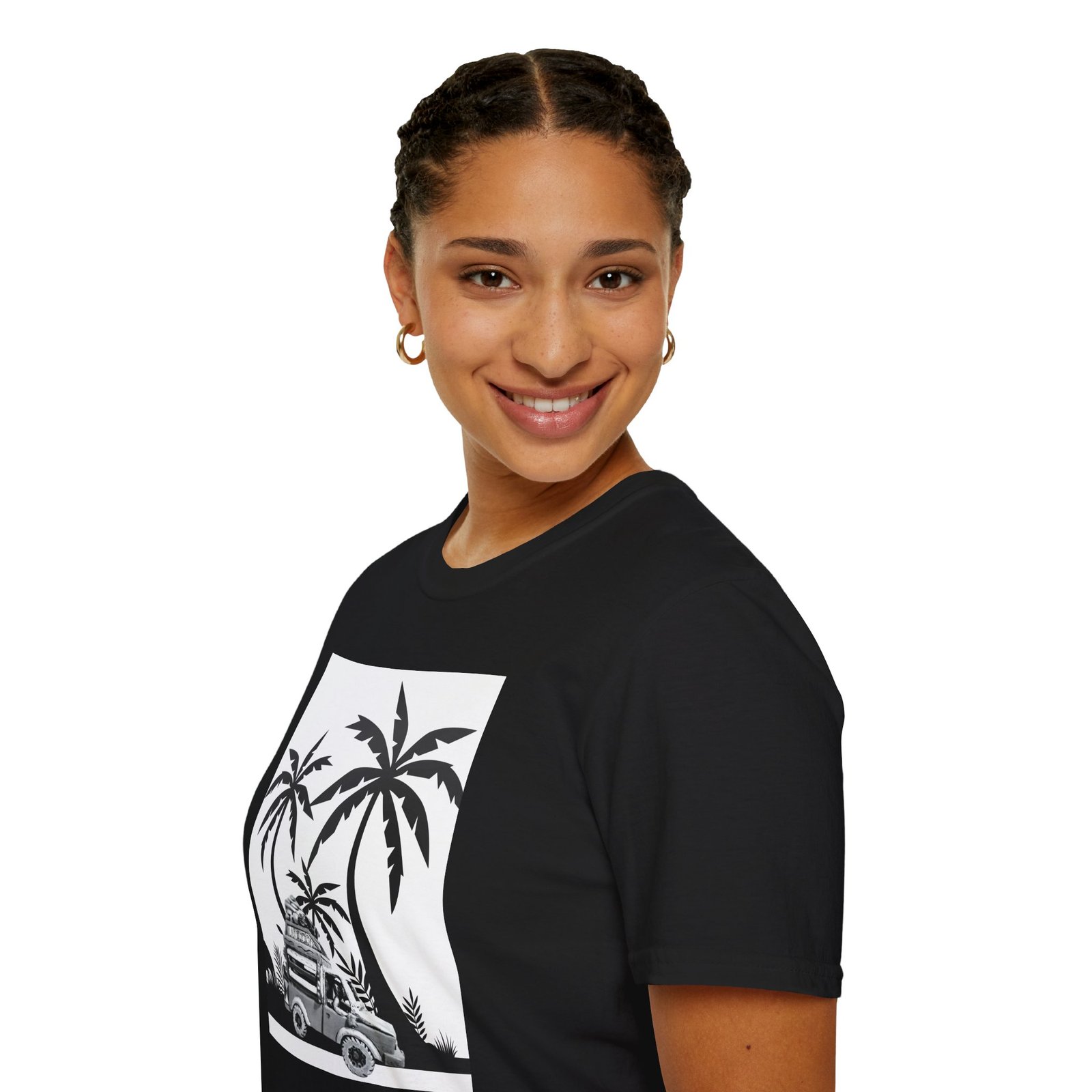 Caribbean Bus Island Palm Trees Unisex T-Shirt, Caribbean Art Tee - Image 3