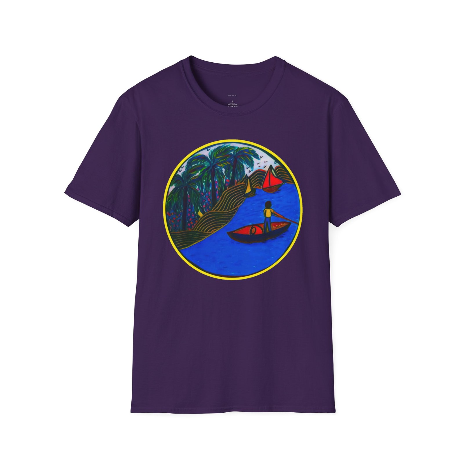 Caribbean Fishing Unisex T-Shirt - Peaceful Island Scene - Image 21