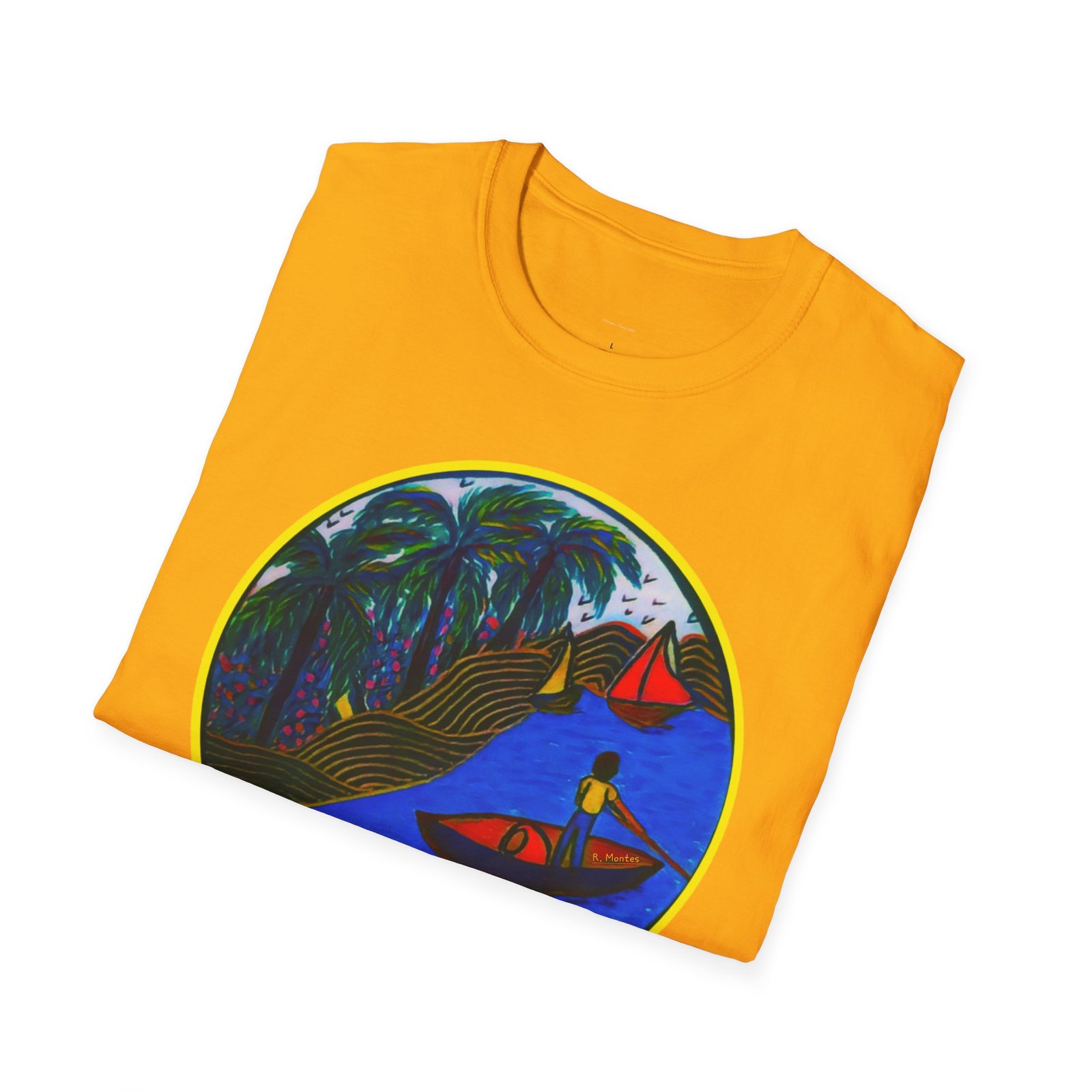 Caribbean Fishing Unisex T-Shirt - Peaceful Island Scene - Image 34