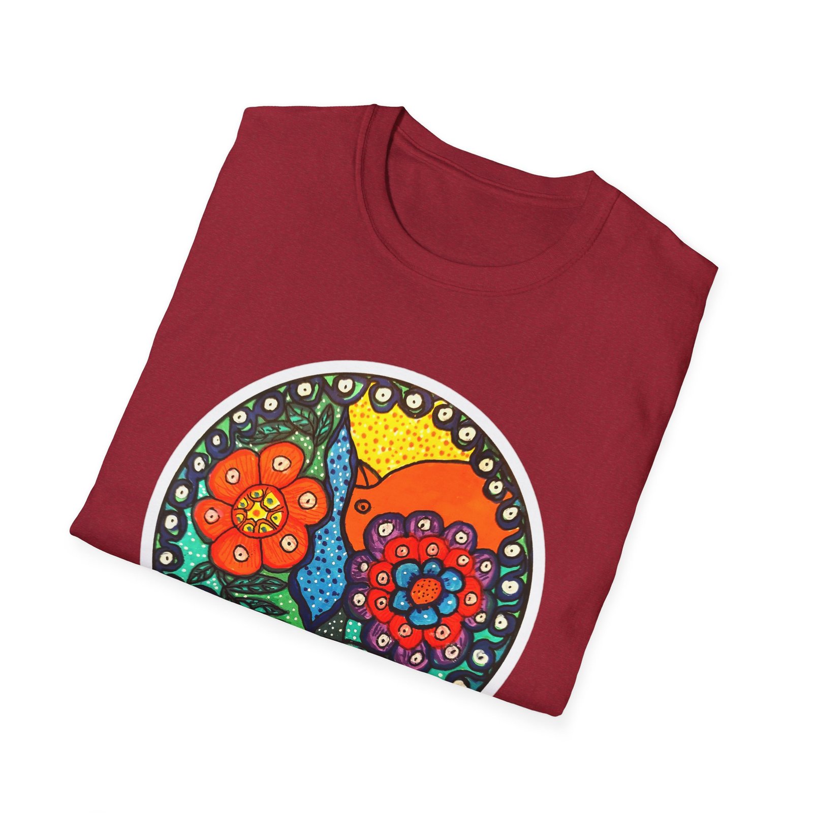 Colorful Floral Graphic T-Shirt, Caribbean Folk Art Style Tee - Image 23
