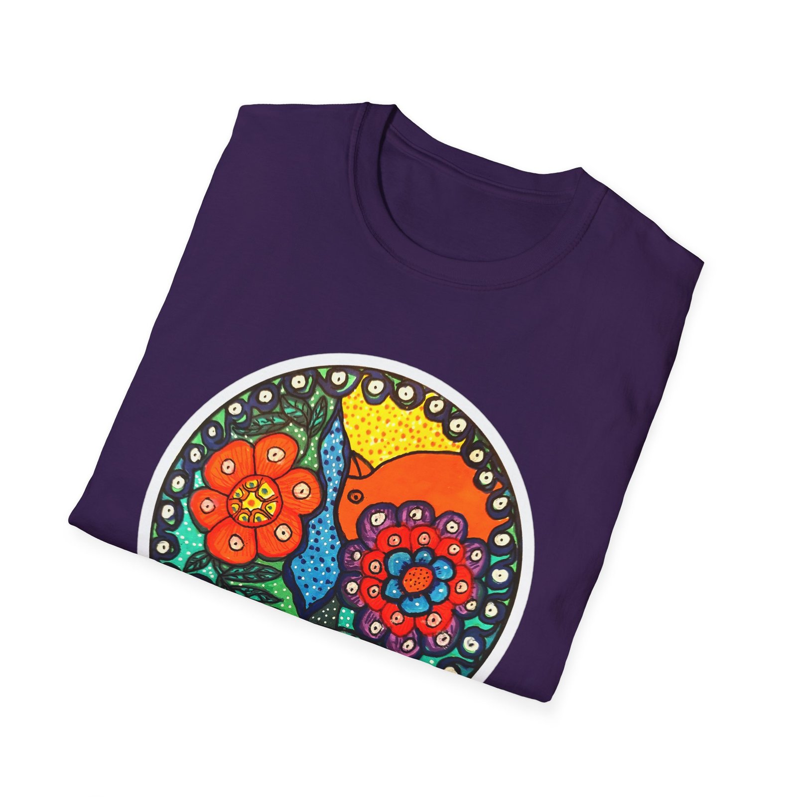 Colorful Floral Graphic T-Shirt, Caribbean Folk Art Style Tee - Image 18