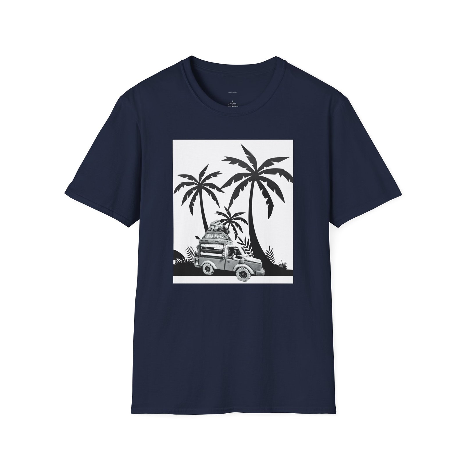 Caribbean Bus Island Palm Trees Unisex T-Shirt, Caribbean Art Tee - Image 7