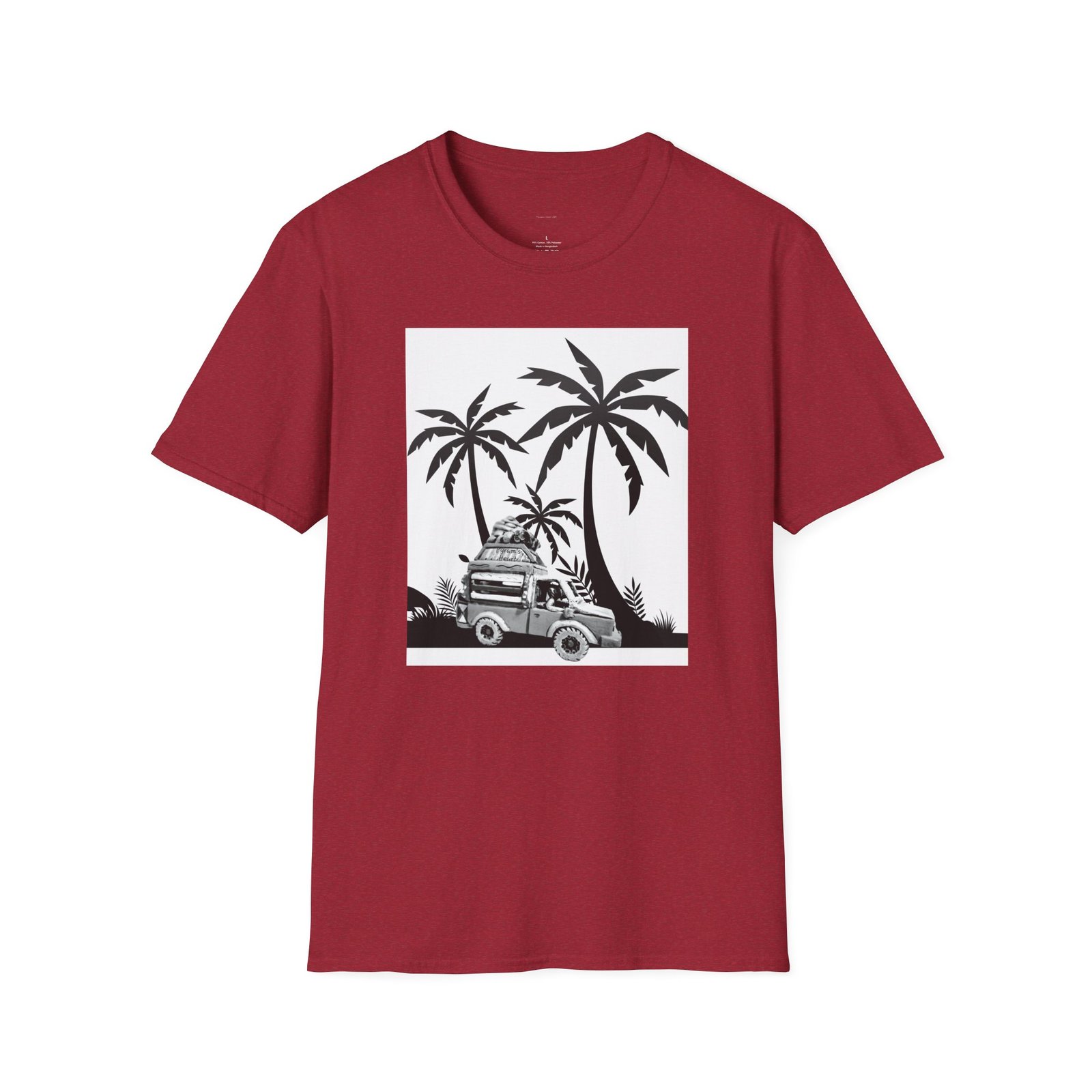 Caribbean Bus Island Palm Trees Unisex T-Shirt, Caribbean Art Tee - Image 15