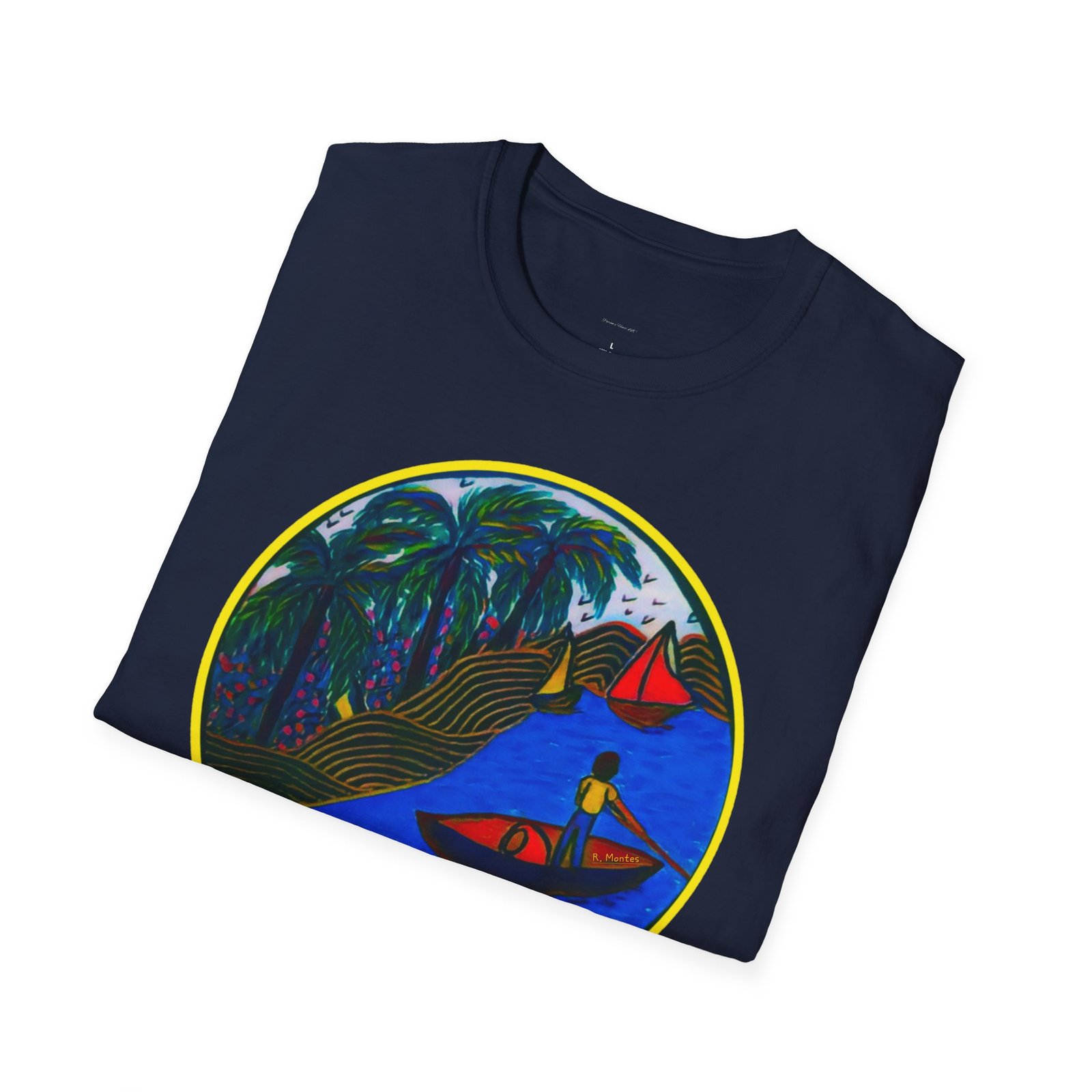 Caribbean Fishing Unisex T-Shirt - Peaceful Island Scene - Image 14
