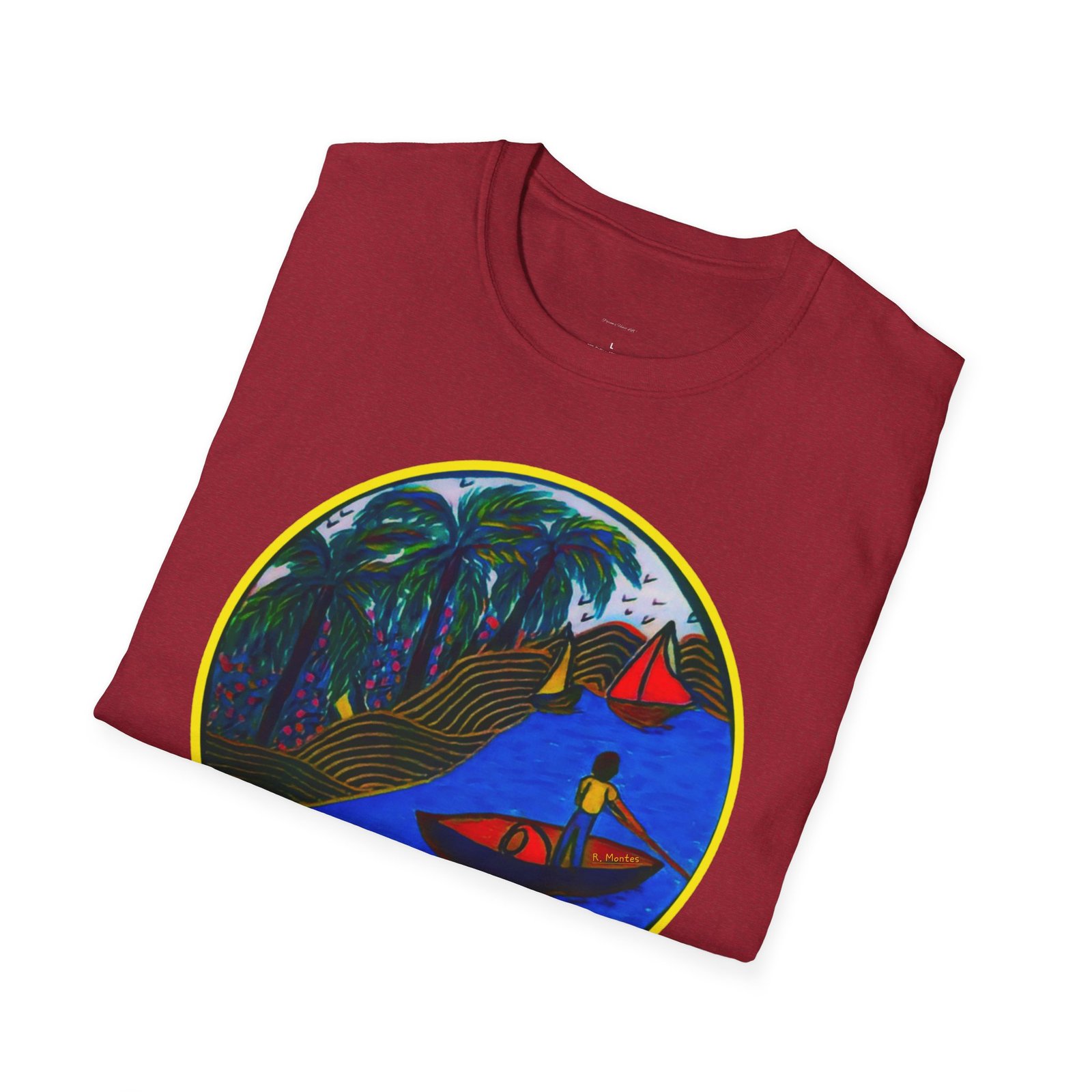 Caribbean Fishing Unisex T-Shirt - Peaceful Island Scene - Image 38