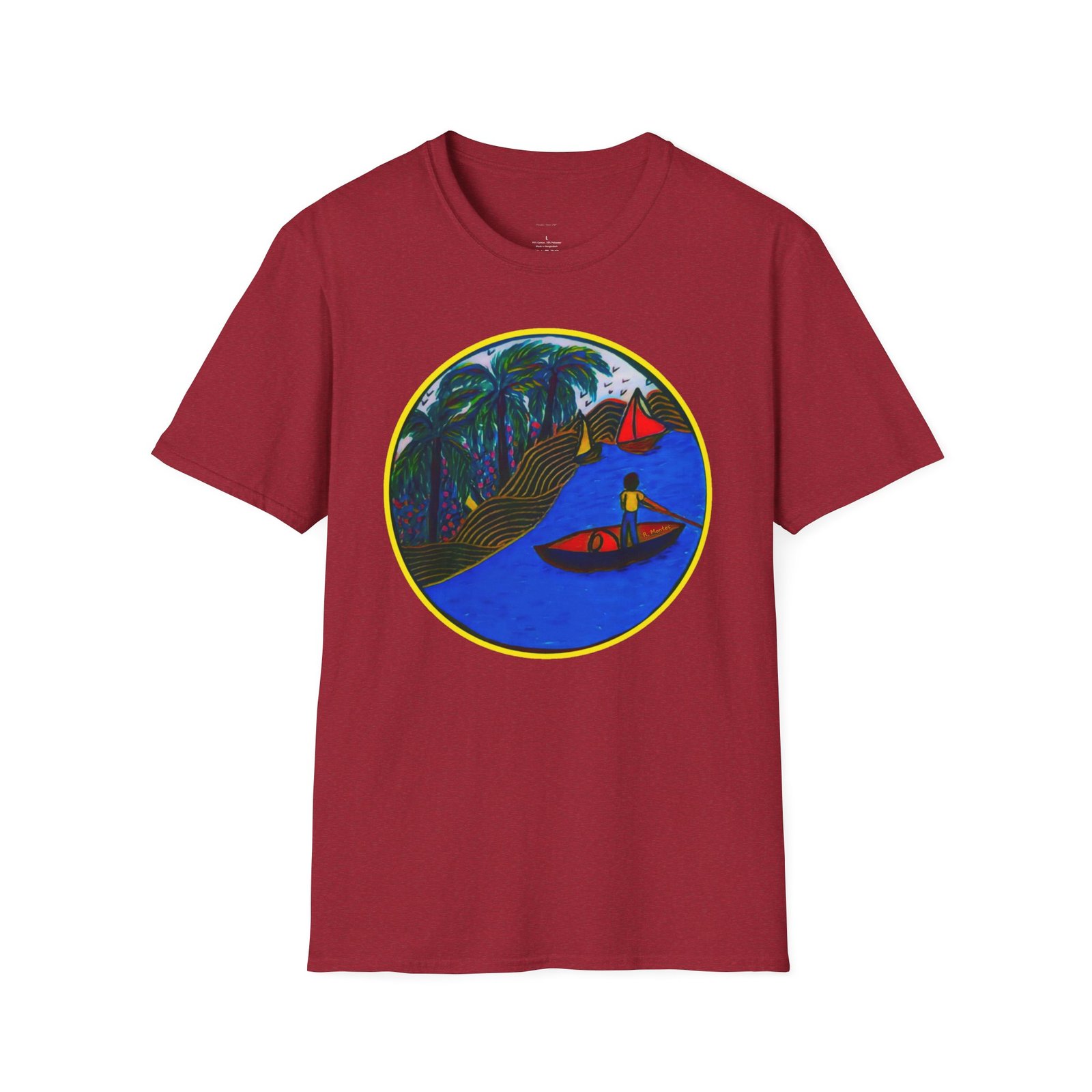 Caribbean Fishing Unisex T-Shirt - Peaceful Island Scene - Image 35